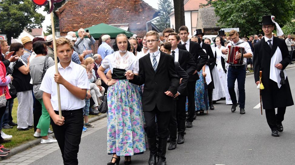 Festival der sorbischen/wendischen Kultur 2016 in Jänschwalde: Festumzug/Hochzeitszug Höflein (Quelle: Michael Helbig)