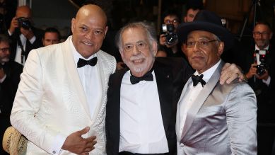 Megalopolis – Laurence Fishburne, Francis Ford Coppola und Giancarlo Esposito bei der Premiere in Cannes; © picture alliance/Sipa USA