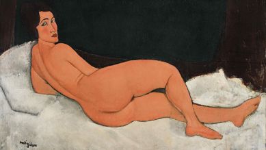 Amedeo Modigliani: Auf der Seite liegender Frauenakt © Nahmad Collection