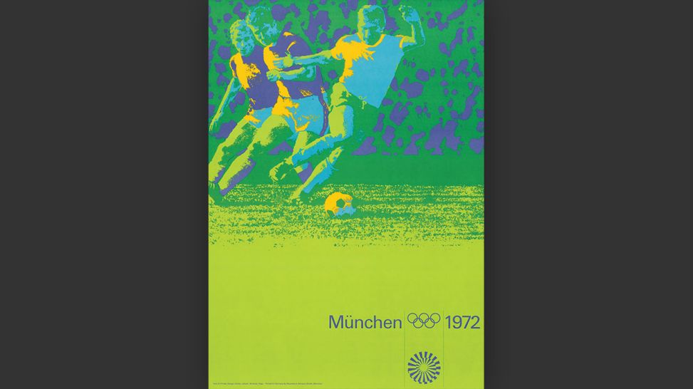 Otl Aicher: Plakat "Fußball" Olympische Spiele München, 1972 © Florian Aicher, Rotis / HfG-Archiv, Museum Ulm