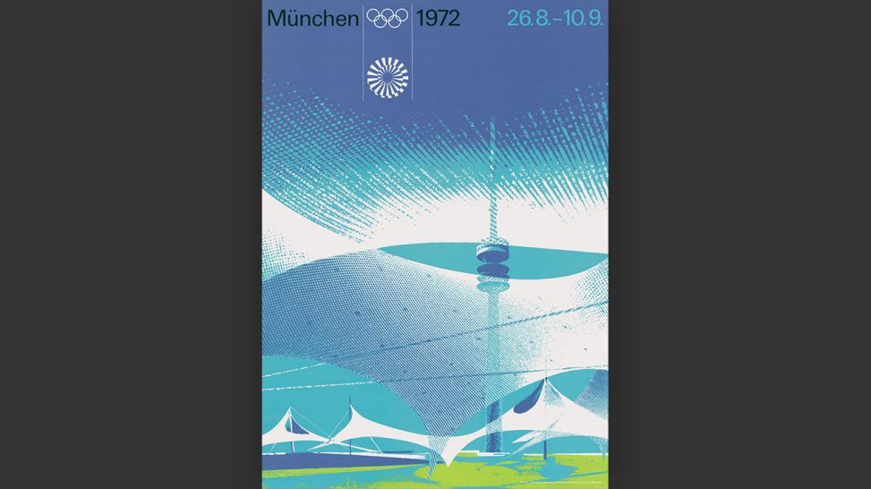 Otl Aicher: Plakat "Olympiapark" Olympische Spiele München, 1972 © Florian Aicher, Rotis / HfG-Archiv, Museum Ulm