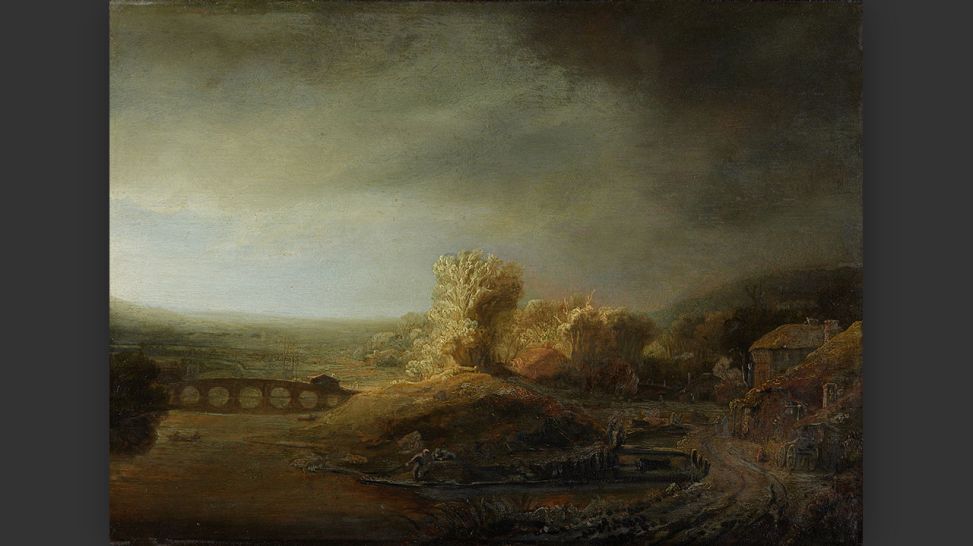Rembrandt Harmensz. van Rijn, Landschaft mit Bogenbrücke, um 1638 © Staatliche Museen zu Berlin, Gemäldegalerie / Christoph Schmidt 