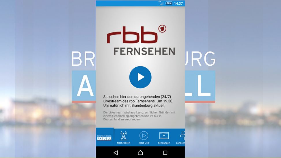 Brandenburg aktuell App Livestream in blau