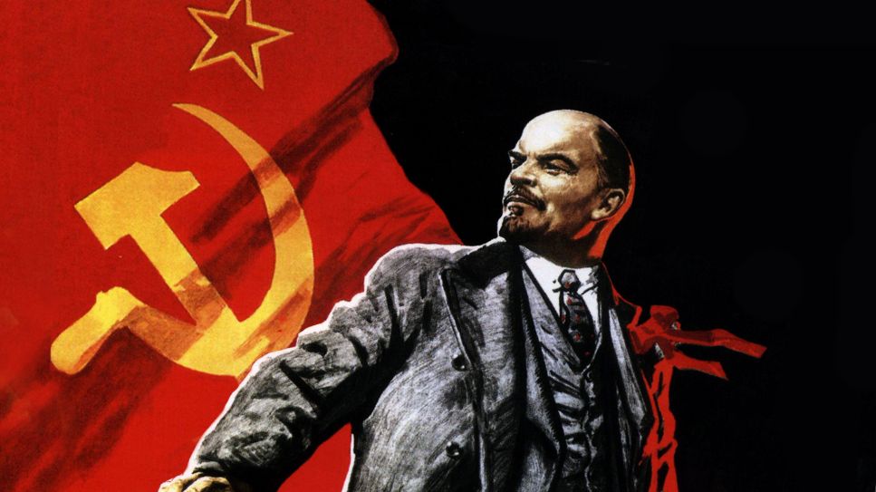 Lenin auf Propaganda Poster (Quelle: picture alliance/United Archives)