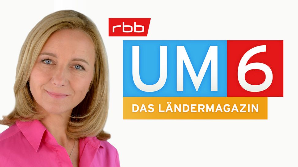 Moderatorin Cathrin Bonhoff vor Logo rbb UM6 (Foto: rbb/Thomas Ernst)