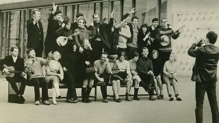 Gruppenfoto des Oktober Klubs Berlin, als Autogrammkarte 1968 genutzt, Quelle: privat