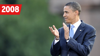 Präsidentschaftskandidat Barack Obama (USA/Demokraten/Senator Illinois) während seines Besuchs in Berlin, Bild: imago images / momentphoto/Robert Michael