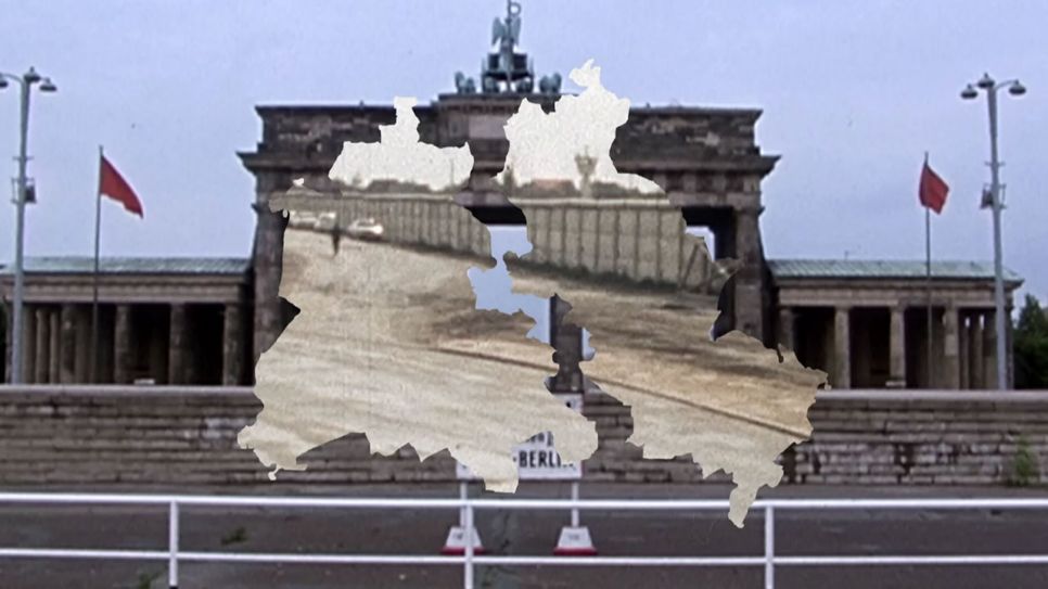 Grafik vom geteilten Berlin, im Hintergrund das Brandenburger Tor (Quelle: rbb)