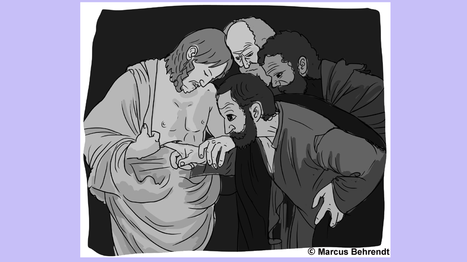 Der ungläubige Thomas von Caravaggio, Illustration von Markus Behrendt