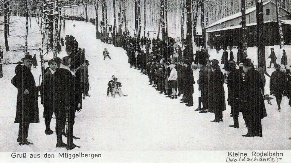Alte Postkarte von der Rodelbahn in den Müggelbergen (Bild: rbb/Wolfgang Behrendt)