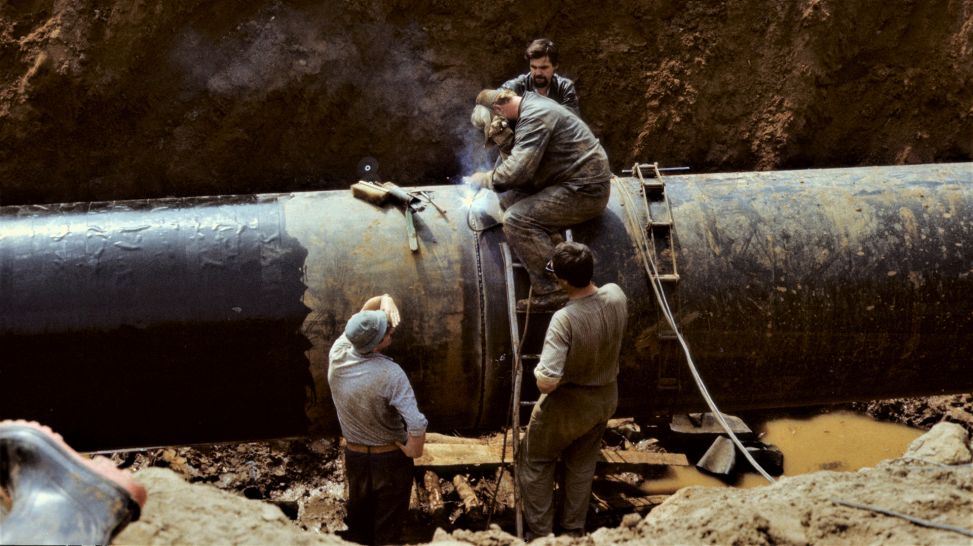 Ausbesserungsarbeiten an der Erdgasleitung am Bauabschnitt Perm, 1980er, Russland (Bild: MDR/Thomas Helm)