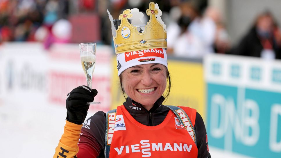 Andrea Henkel beim Biathlon Weltcup in Oslo 2014, Foto: IMAGO / GEPA pictures