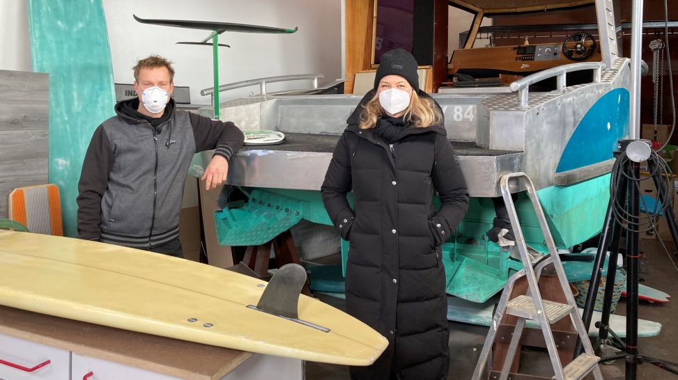 In der Tüftler-Werkstatt von Surfing-Experte Frank Sorge (Quelle: rbb/Martina Holling-Dümcke)