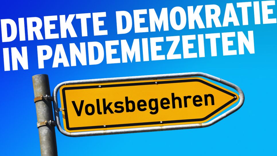 Collage, Wegweiser mit Aufschrift "Volksbegehren" (Quelle: rbb/imago images/Christian Ohde)