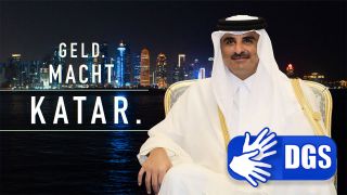 Keyvisual für Kontraste-Doku"Geld.Macht.Katar." mit DGS-Logo (Quelle: rbb/Kontraste)
