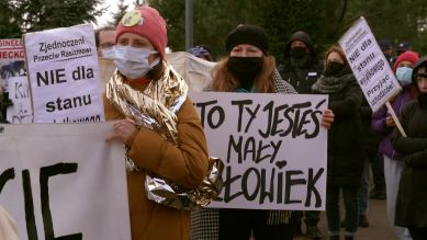 Protest in Michalowo gegen Pushbacks in Polen