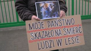 Demonstration in Michałowo gegen Pushbacks in Polen, November 2021