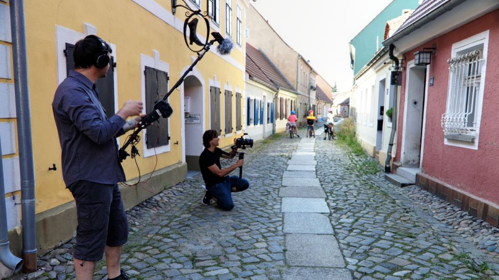 Dreharbeiten für den Film "Serbska utopija" in Hoyerswerda: Kameramann Dirk Lienig