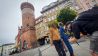 Dreh Sorbischer Musikvideoclip "W Twójej štunźe": Vor dem Spremberger Turm in Cottbus