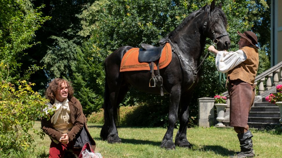 Prinz Ludwig (Jonas Lauenstein) fällt vom Pferd; rbb/MICHAEL RAHN