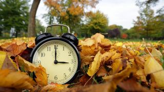 Uhr im Herbstlaub (Quelle: imago/Pixsell)