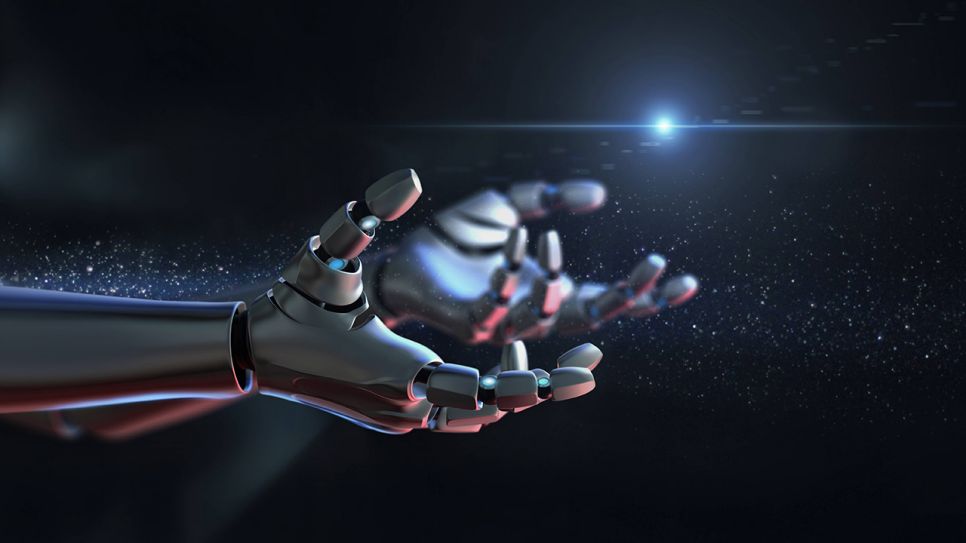 Roboter streckt Hände aus (Quelle: imago/Science Photo Library)