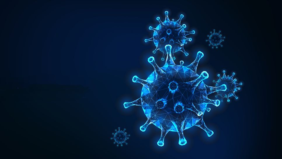 Blaue 3D-Grafiken von Coronaviren (Bild: Colourbox)
