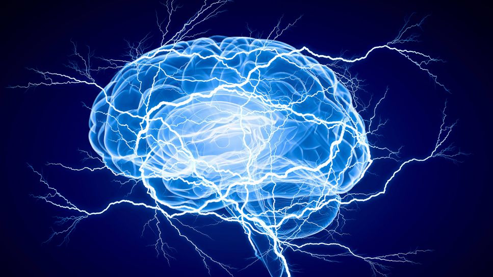 Grafik eines Gehirns mit Blitzen (Bild: imago/Shotshop)