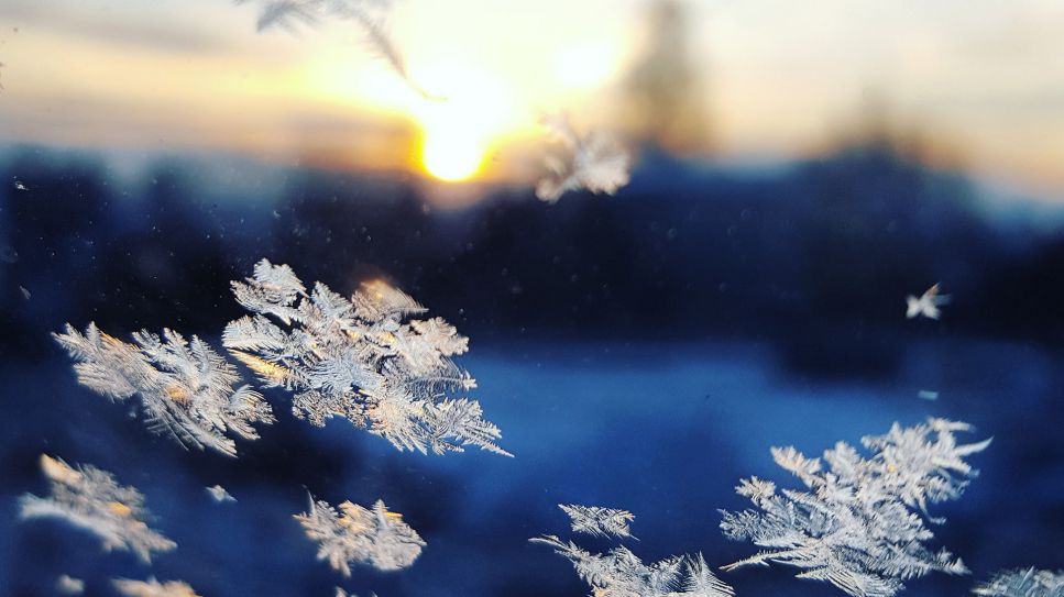 Schneeflocken vor Sonnenuntergang (Bild: unsplash/Kacper Szczechla)
