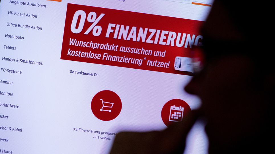 Onlineshop wirbt mit 0%-Finanzierung (Quelle: picture alliance / dpa Themendienst | Franziska Gabbert)