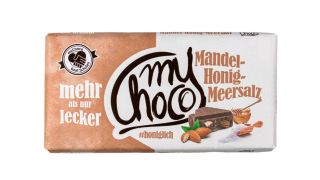 Tafel Schokolade von myChoco mit Mandeln, Honig und Meersalz. Quelle: myChoco GmbH