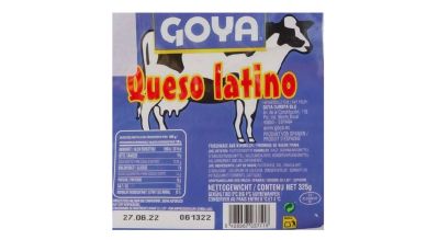 Rückruf des Artikels Goya Queso latino, 325 g mit dem MHD 27.06.2022 (Quelle: lebensmittelwarnung.de)