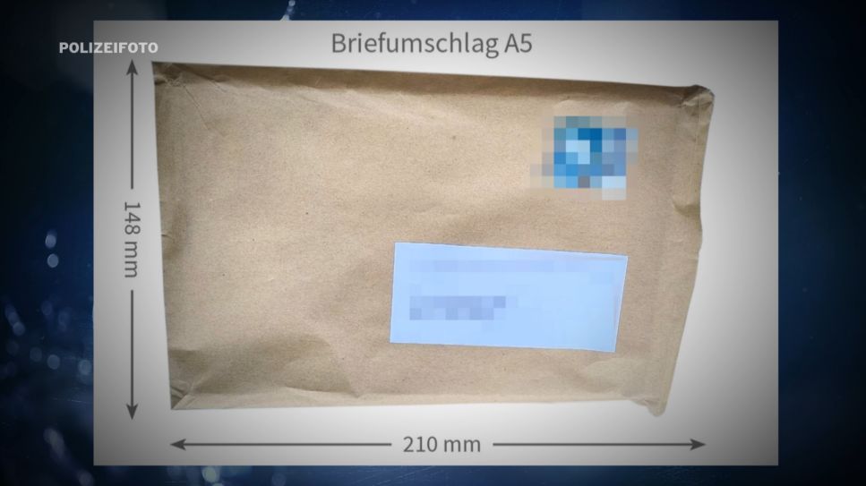präparierter Briefumschlag (Quelle: Polizei)