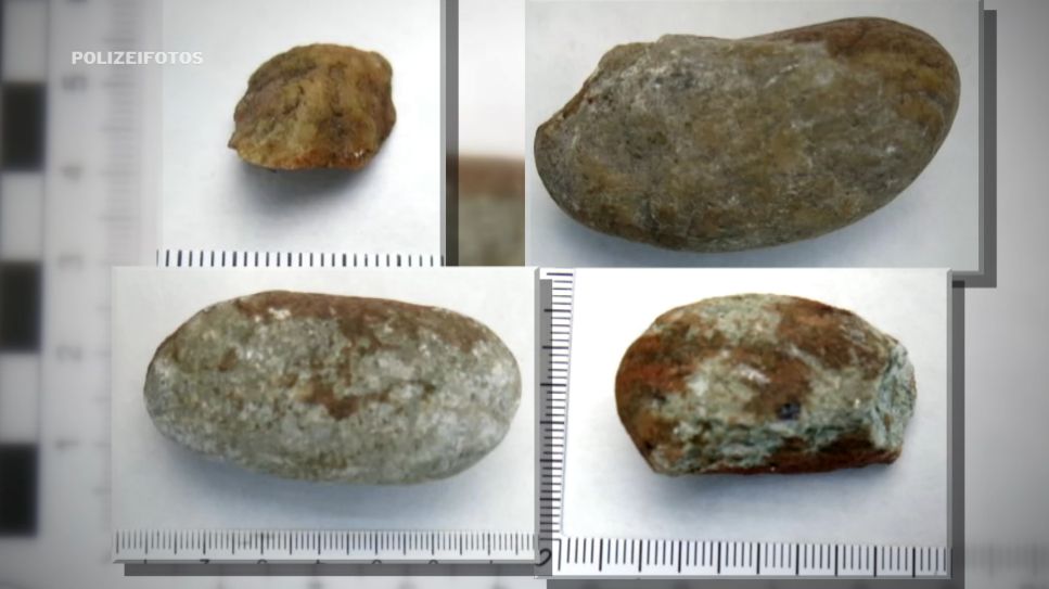 Am Tatort gefundene Steine (Quelle: Polizei)