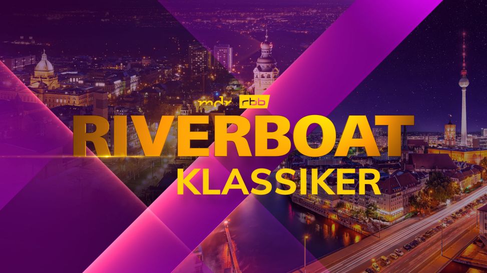 Logo Riverboat - Klassiker: Stadtansicht Leipzig und Berlin und Schriftzug "Riverboat Klassiker"; Quelle: rbb