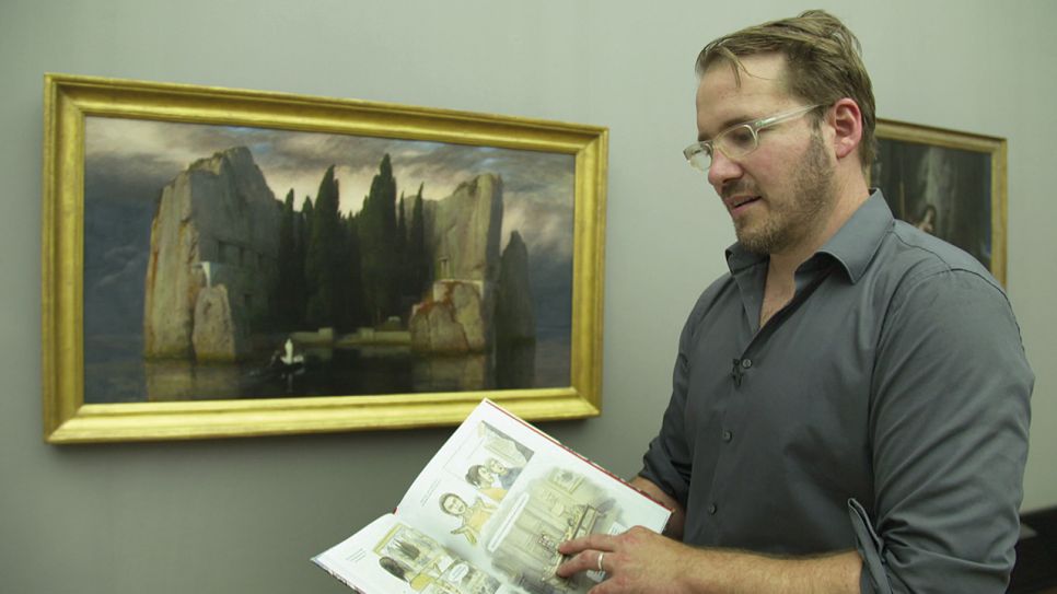 Der Comiczeichner Felix Pestemer zeigt in der Alten Nationalgalerie sein Graphic Novel über zwei Kinder, die die Gemälde der Sammlung entdecken (Bild: rbb)