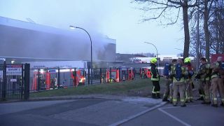 Brand in Lagerhalle in Berlin-Wittenau (Bild: rbb)