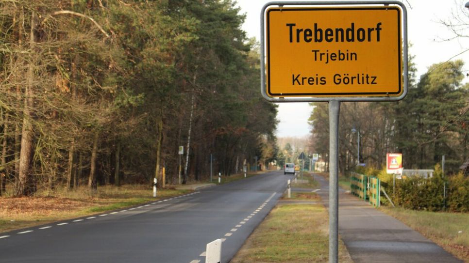 Ortseingangsschild Trebendorf/Trjebin