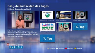 Startseite der mittels MPAT erstellten HbbTV-App zu 25 Jahre "Brandenburg aktuell" (Bild: rbb Innovationsprojekte)